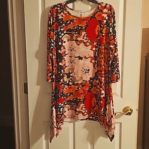 Nuggles 2x top, pink, red, orange and black, EUC